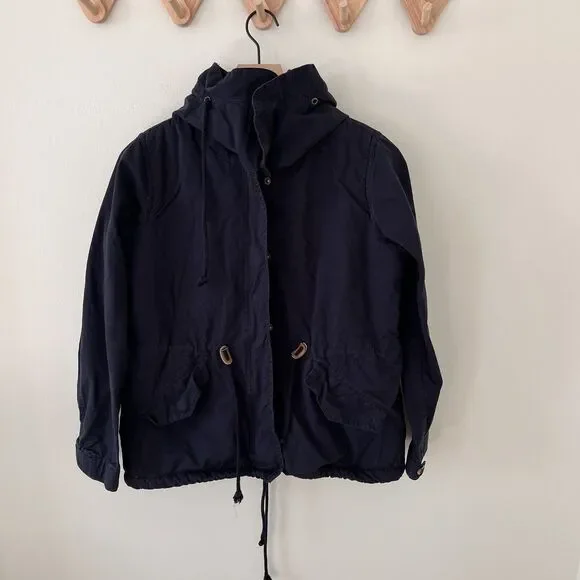 Love Tree Sherpa Lined 100% Cotton Navy Hooded Utility Jacket - Medium - Picture 7 of 10